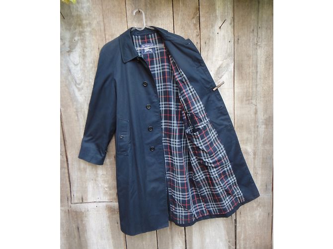 Impermeabile Burberry City Mac Blu Navy Cotone - vista 5