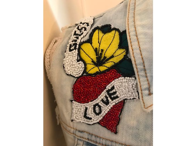 Guess Jeans ärmellose Jacke hellblau Baumwolle Größe M - Ansicht 7