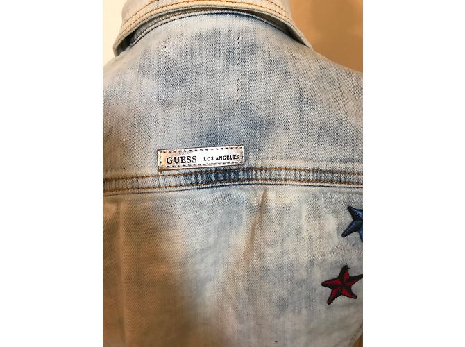 Guess Jeans ärmellose Jacke hellblau Baumwolle Größe M - Ansicht 9