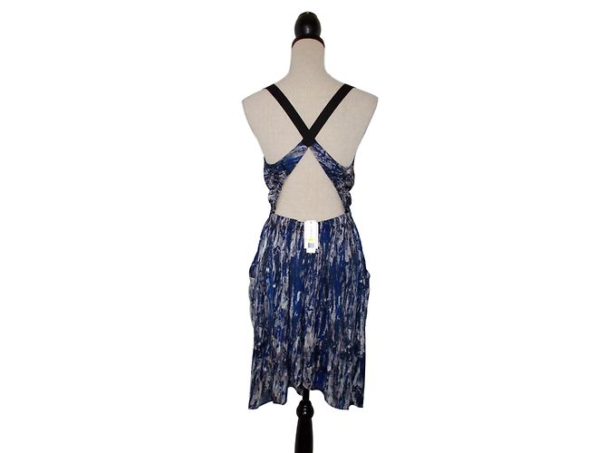 Autre Marque Dewi Seidenkleid Blau und Weiß Größe S Marineblau - Ansicht 2