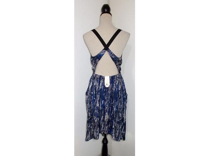 Autre Marque Dewi Seidenkleid Blau und Weiß Größe S Marineblau - Ansicht 4