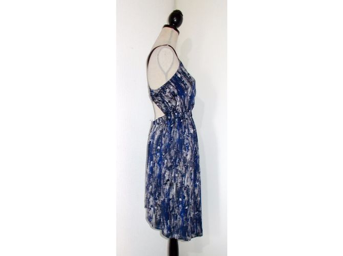 Autre Marque Dewi Seidenkleid Blau und Weiß Größe S Marineblau - Ansicht 5