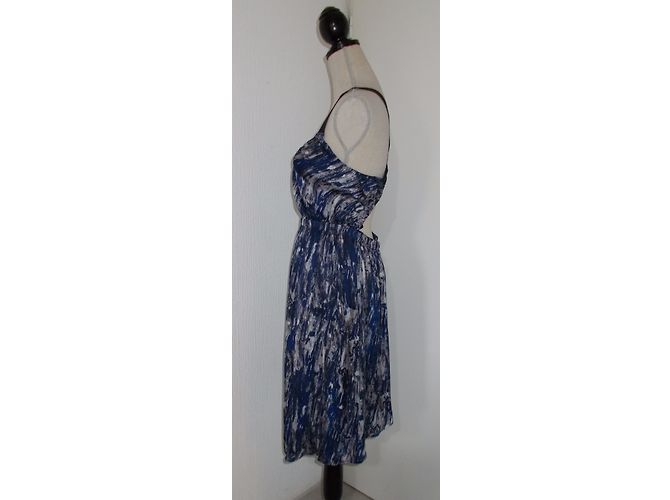 Autre Marque Dewi Seidenkleid Blau und Weiß Größe S Marineblau - Ansicht 6