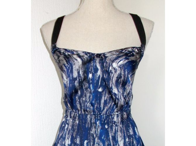 Autre Marque Dewi Seidenkleid Blau und Weiß Größe S Marineblau - Ansicht 7