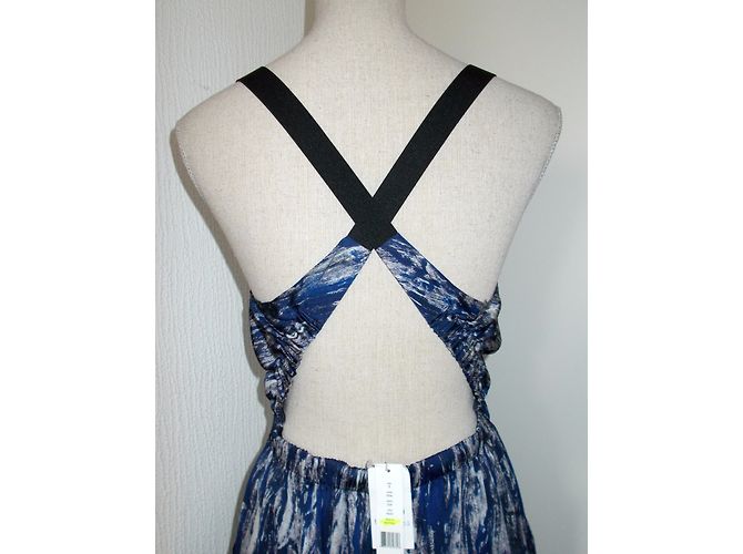Autre Marque Dewi Seidenkleid Blau und Weiß Größe S Marineblau - Ansicht 8