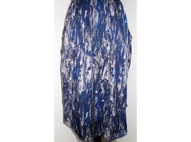 Autre Marque Dewi Seidenkleid Blau und Weiß Größe S Marineblau - Ansicht 9