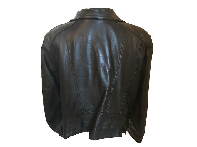 Autre Marque DKS Bikerjacke aus schwarzem Leder - Ansicht 2