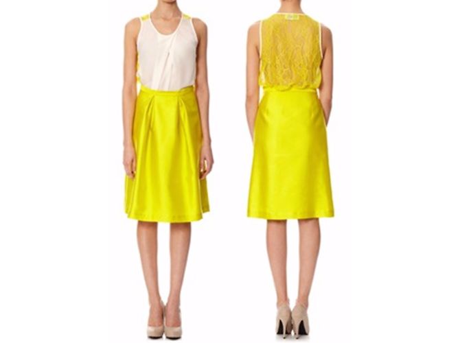 Completo gonna e top By Malene Birger bianco e giallo seta - vista 12