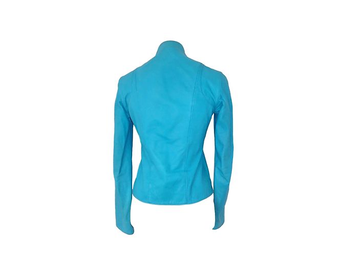 Autre Marque CTRL YOU Lederjacke Türkis Blau - Ansicht 2
