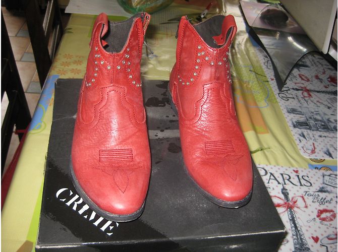 Autre Marque Botines Crime de piel roja - vista 3