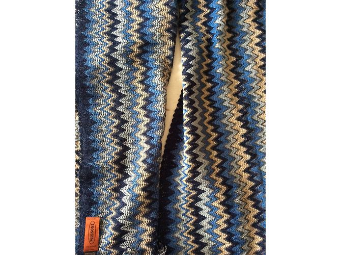 Missoni Scarf variando graus de azul com fio de prata - vista 3