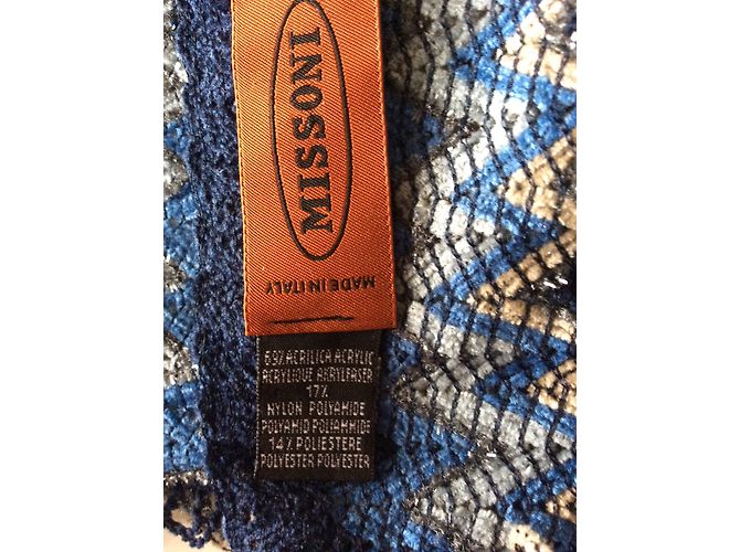 Missoni Scarf variando graus de azul com fio de prata - vista 4