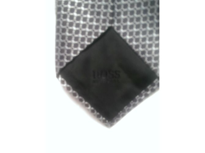 Cravatta in seta Hugo Boss Nera Blu Nero - vista 3