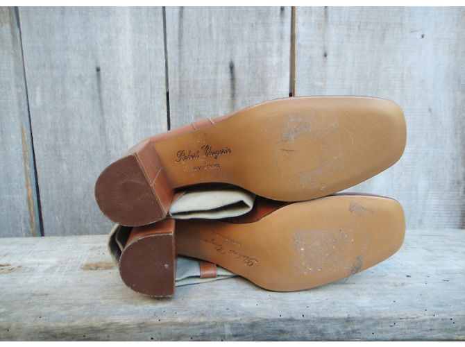 Botas Robert Clergerie de Cuero y Lona Beige Camel Caramelo - vista 9