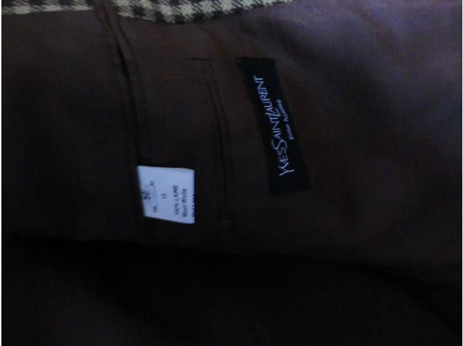 Giacca Yves Saint Laurent in lana beige e marrone - vista 6