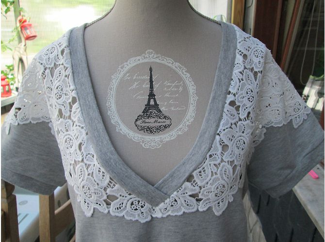 Autre Marque Twin Set Kurzes Kleid aus Baumwollfleece in Grau mit Guipure - Ansicht 3