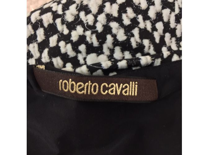 Top Roberto Cavalli con Estampado de Flores de Algodón Blanco y Negro Multicolor - vista 10