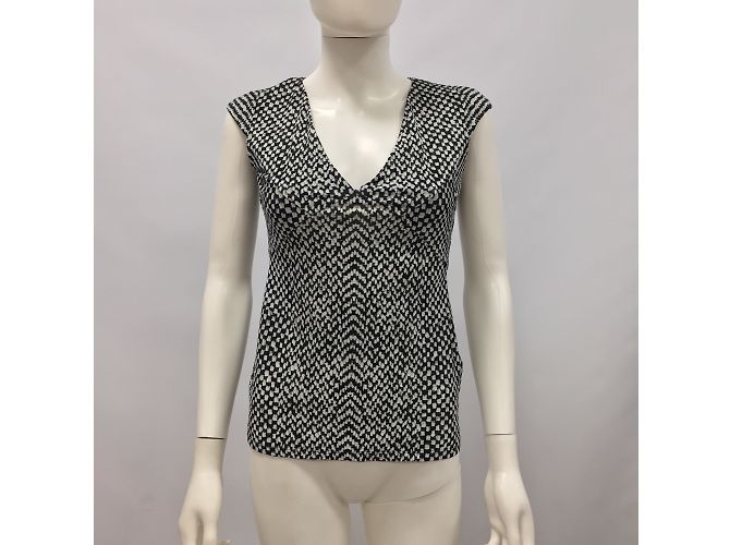 Top Roberto Cavalli con Estampado de Flores de Algodón Blanco y Negro Multicolor - vista 3