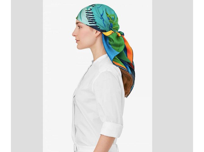 Carré di seta Hermès Paris Au Bout Du Monde di Antoine Carbonne Multicolore - vista 8