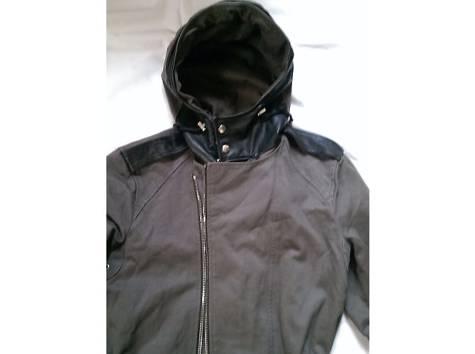 Parka kaki The Kooples con inserti in pelle e cappuccio Cachi - vista 5