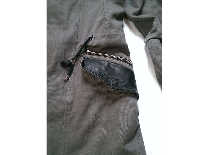Parka kaki The Kooples con inserti in pelle e cappuccio Cachi - vista 6