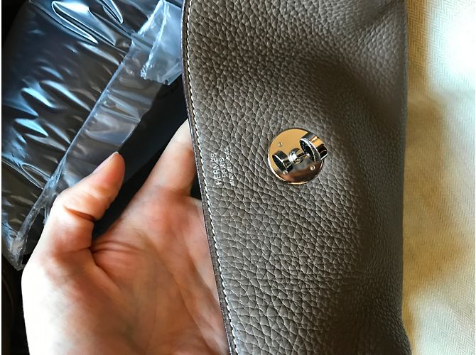 Borsa a mano Hermès Lindy 34 in pelle Etoupe Marrone - vista 14