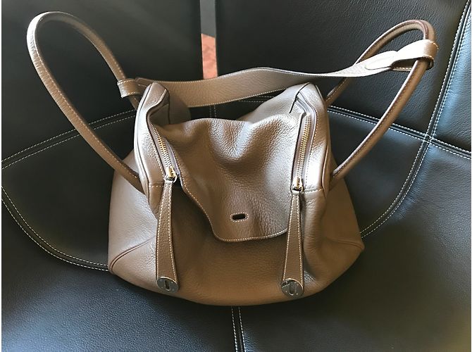 Borsa a mano Hermès Lindy 34 in pelle Etoupe Marrone - vista 15