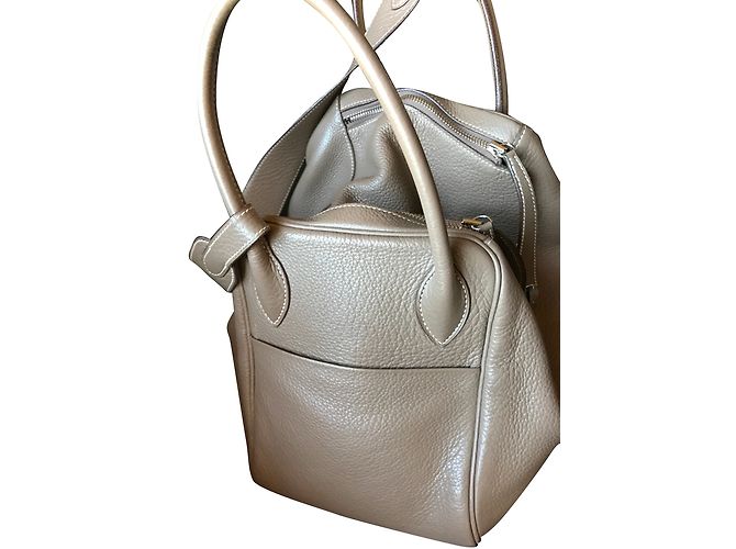 Borsa a mano Hermès Lindy 34 in pelle Etoupe Marrone - vista 2