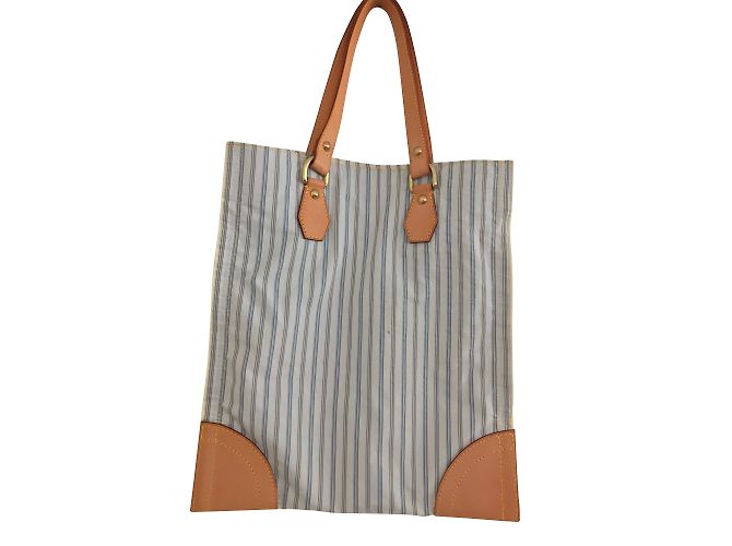 Louis Vuitton Sac Plat a Tanger Bianco Blu Pelle Cotone Multicolore - vista 2