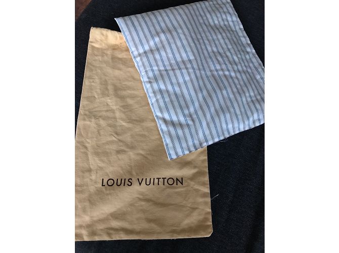 Louis Vuitton Sac Plat a Tanger Bianco Blu Pelle Cotone Multicolore - vista 6