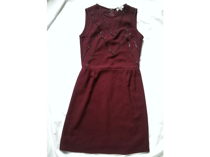 Sandro ärmelloses Kleid bordeaux Polyester Größe 1 - Ansicht 3