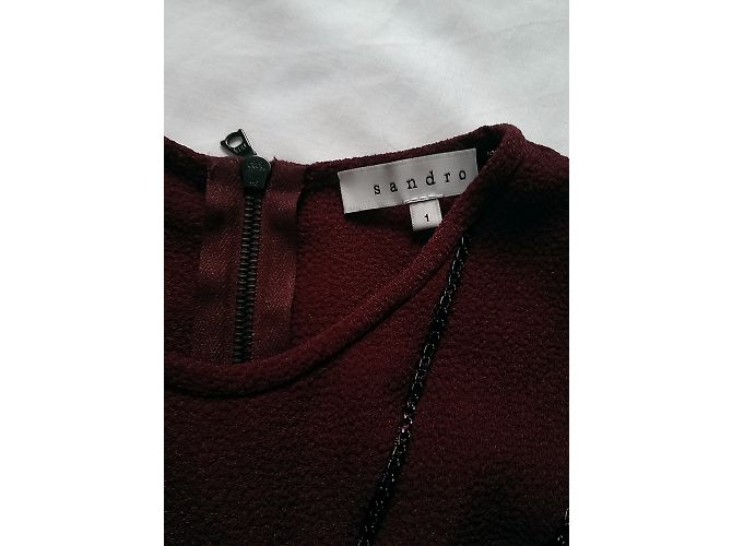 Sandro ärmelloses Kleid bordeaux Polyester Größe 1 - Ansicht 6