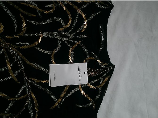 Antik Batik Top Túnica de Algodón Negro con Bordado Dorado - vista 7