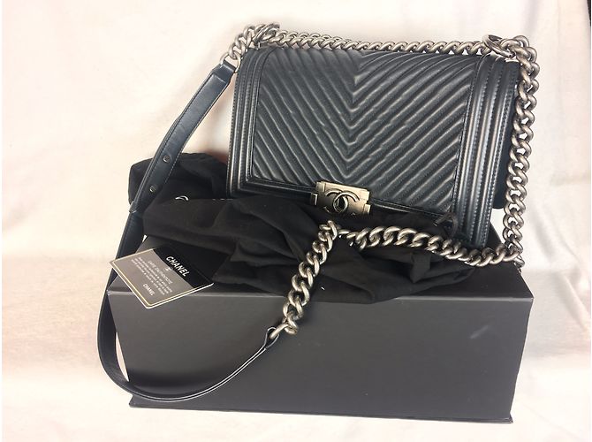 Chanel Boy Medium Chevron Navy Navy blue - view 17