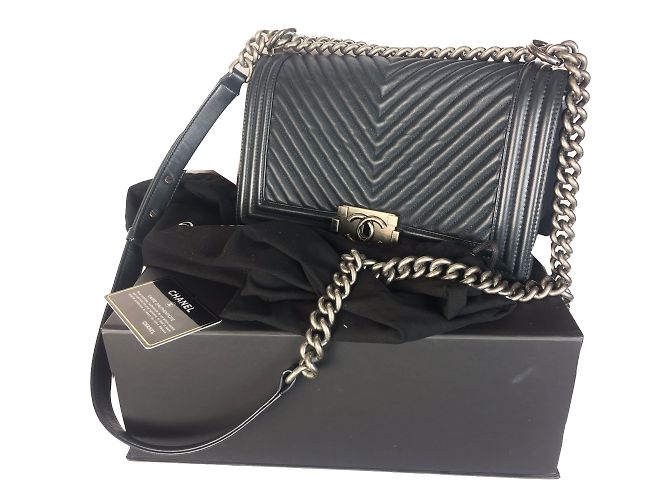 Chanel Boy Medium Chevron Navy Navy blue - view 2