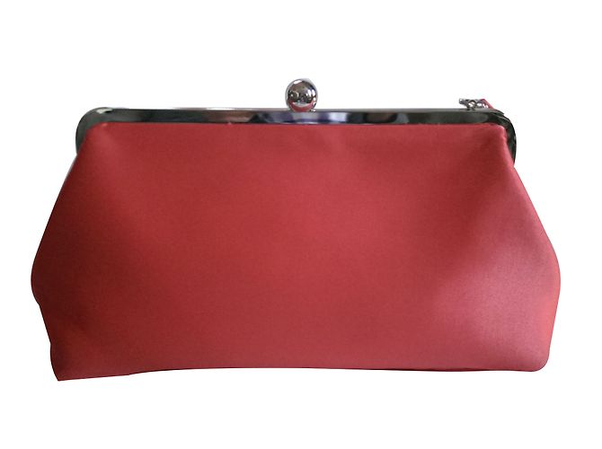 Pochette Rochas RN in raso corallo - vista 2