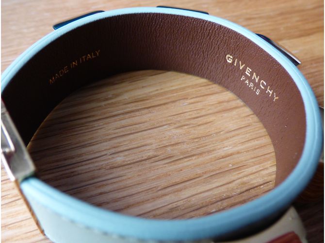 Bracciale borchiato Givenchy in pelle di vitello verde e ottone - vista 12