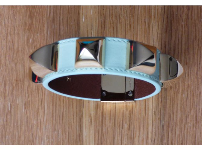 Bracciale borchiato Givenchy in pelle di vitello verde e ottone - vista 7