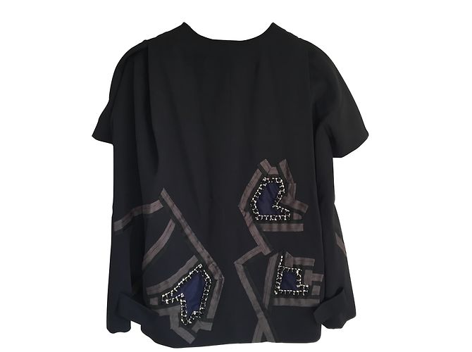 Giacca corta Chloé blu navy con strass e ricami - vista 2