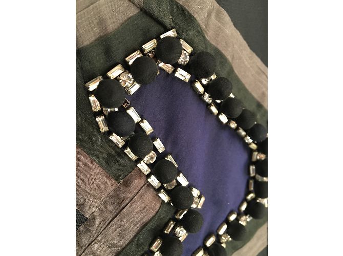 Giacca corta Chloé blu navy con strass e ricami - vista 3