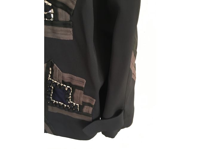 Giacca corta Chloé blu navy con strass e ricami - vista 4