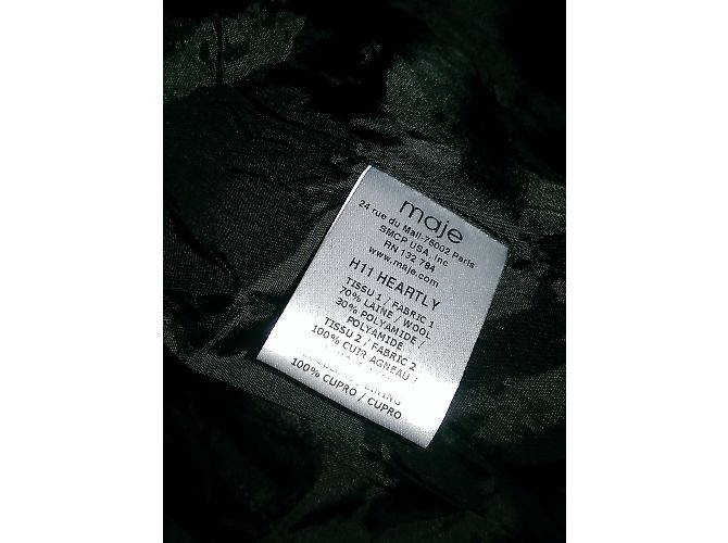 Maje Heartly jacket wool and leather grey Black - view 3