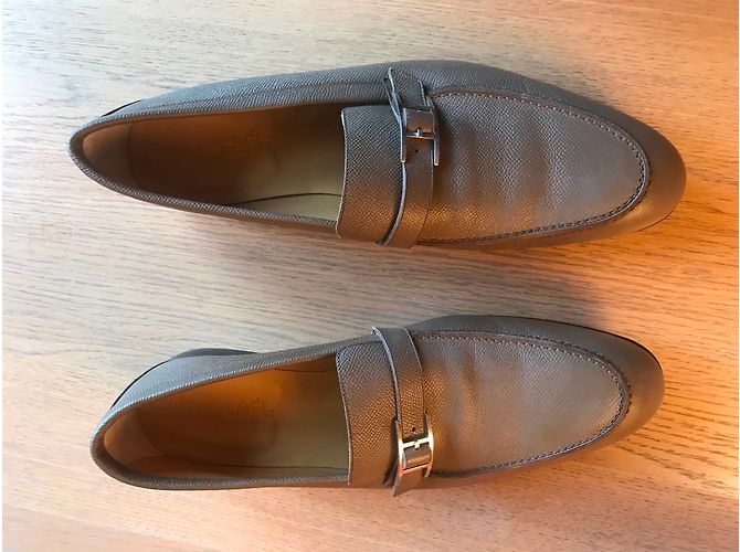 Mocassini Hermès in pelle color caramello 45 - vista 2