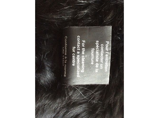 Sonia Rykiel Jacke aus schwarzer Kunstpelz mit Gürtel - Ansicht 6