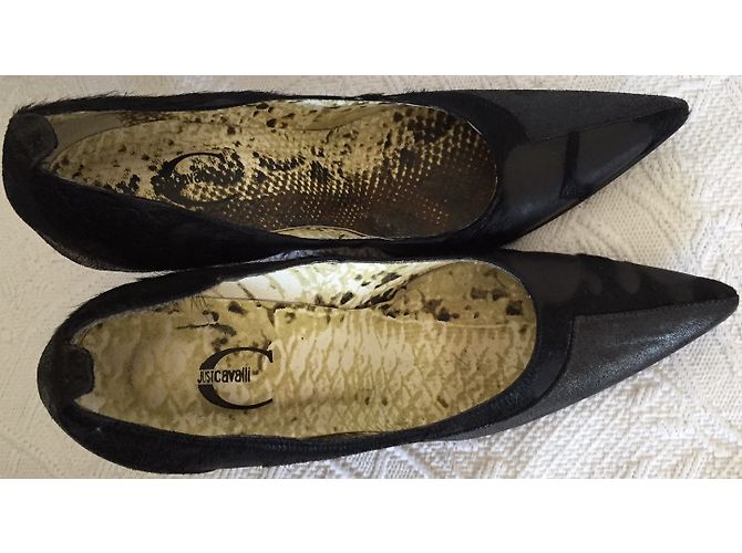 Décolleté Just Cavalli in pelle nera e pelle di vitello Nero - vista 11