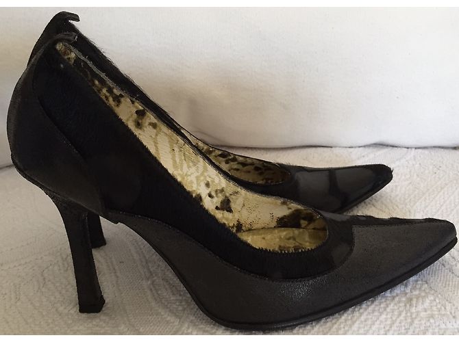Décolleté Just Cavalli in pelle nera e pelle di vitello Nero - vista 3