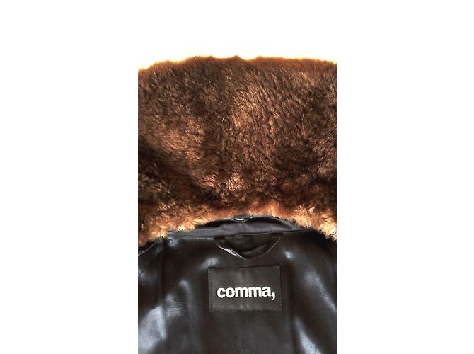 Autre Marque Gabardina COMMA de nylon con cuello de visón marrón negro Castaño - vista 2