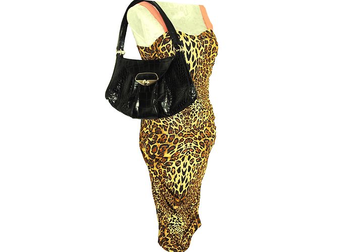 Borsa Furla in pelle nera lucida effetto coccodrillo Nero - vista 3