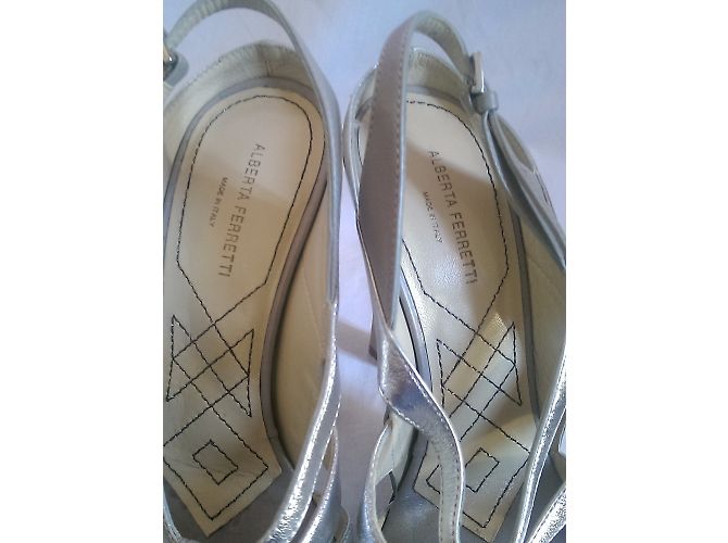 Sandali con tacco in pelle argento Alberta Ferretti - vista 2