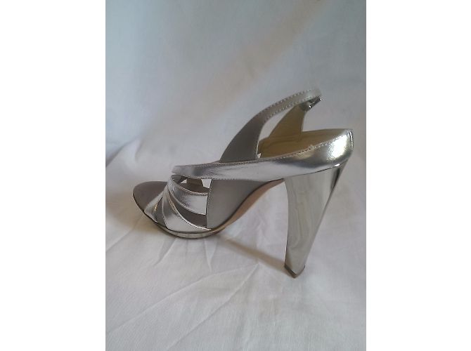 Sandali con tacco in pelle argento Alberta Ferretti - vista 3